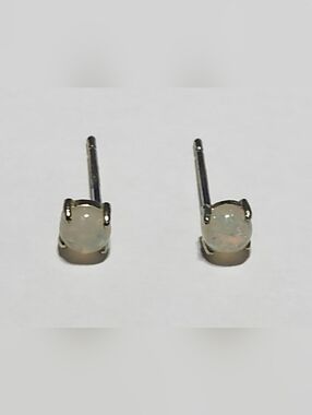 Fire Opal Stud Earrings in Silver Tone - Classic Women's Jewelry